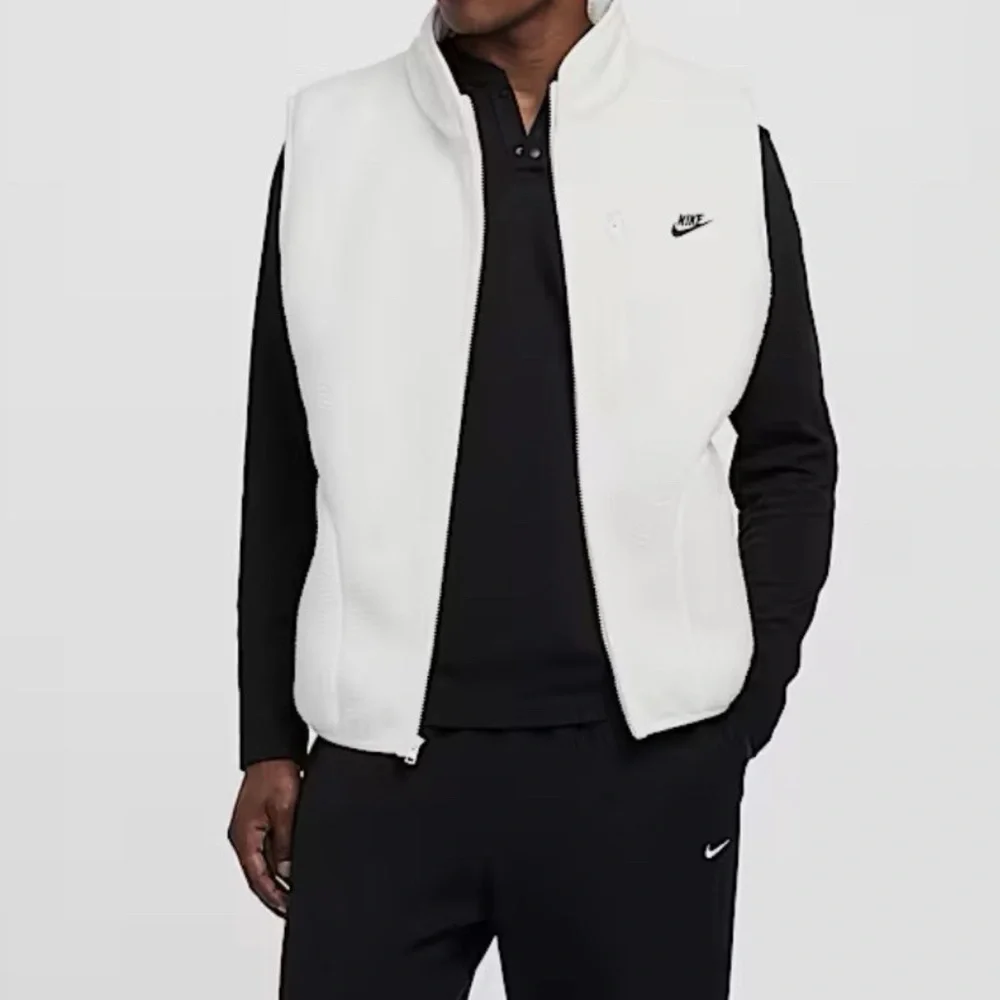 Nike Winterized‎ Fleece Vest Size Medium Mens White Sportswear Club Full Zip